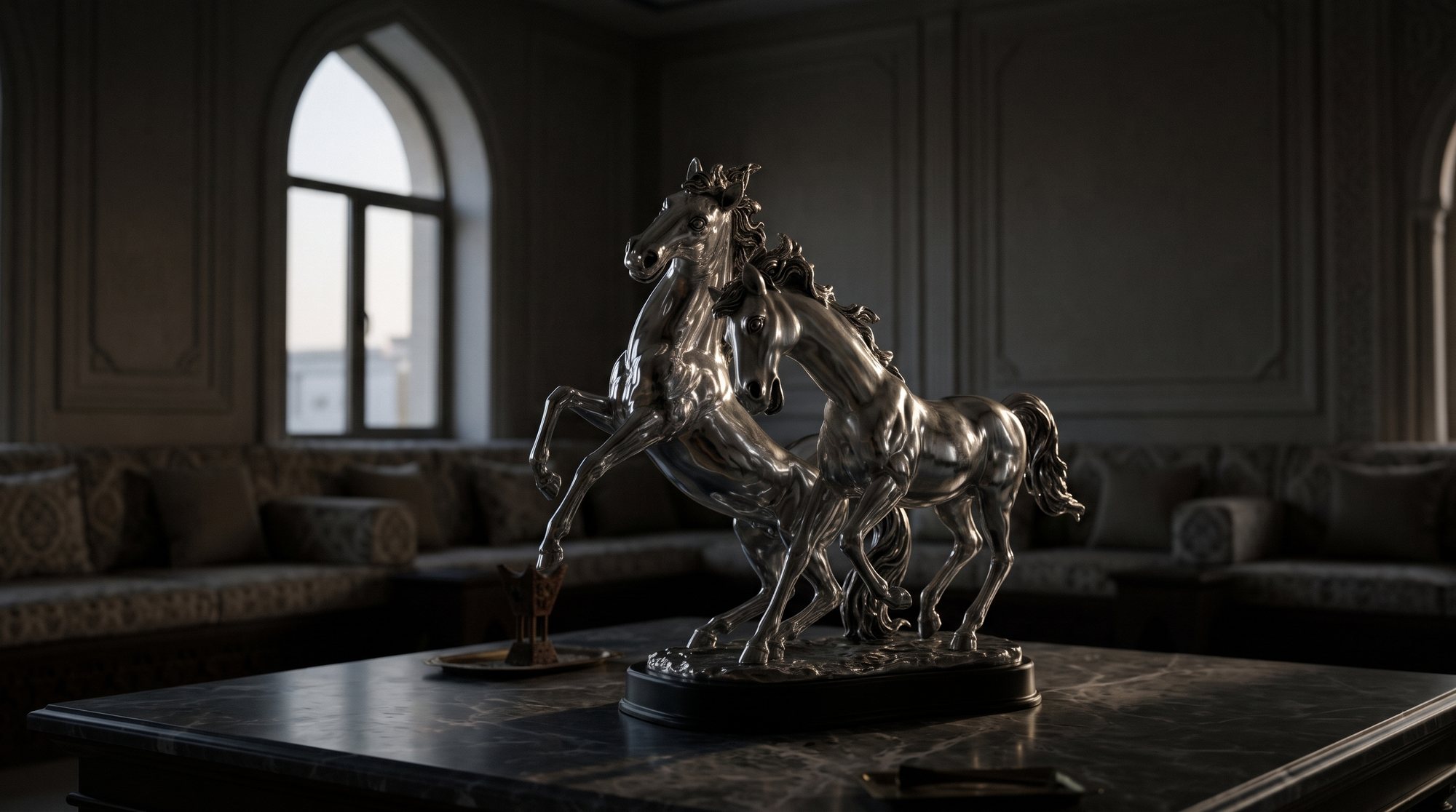 The horses, in the majlis