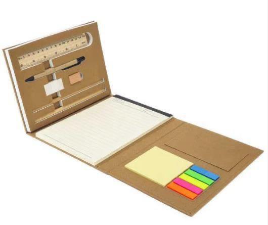 Tri-Fold Notepad with Sticky Notes, Pen, Card Slot and Ruler