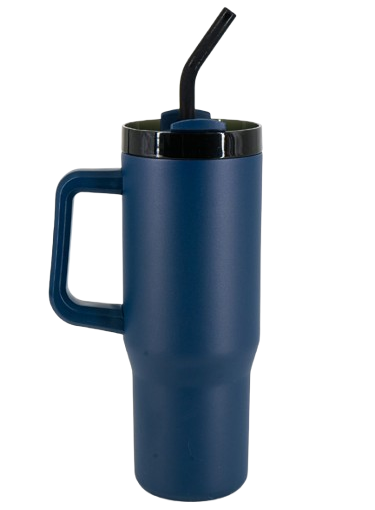 Recycled Stainless Steel Tumbler with Reusable Straw