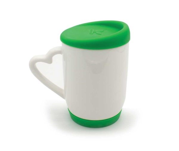 White Ceramic Mugs with Silicone Cap and Base