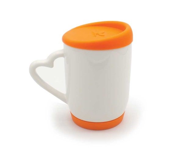 White Ceramic Mugs with Silicone Cap and Base