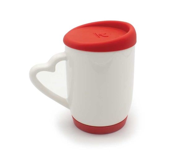 White Ceramic Mugs with Silicone Cap and Base