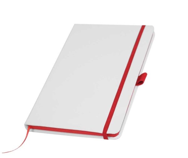 White PU Leather Cover A5 Notebooks Band Bookmark Loop
