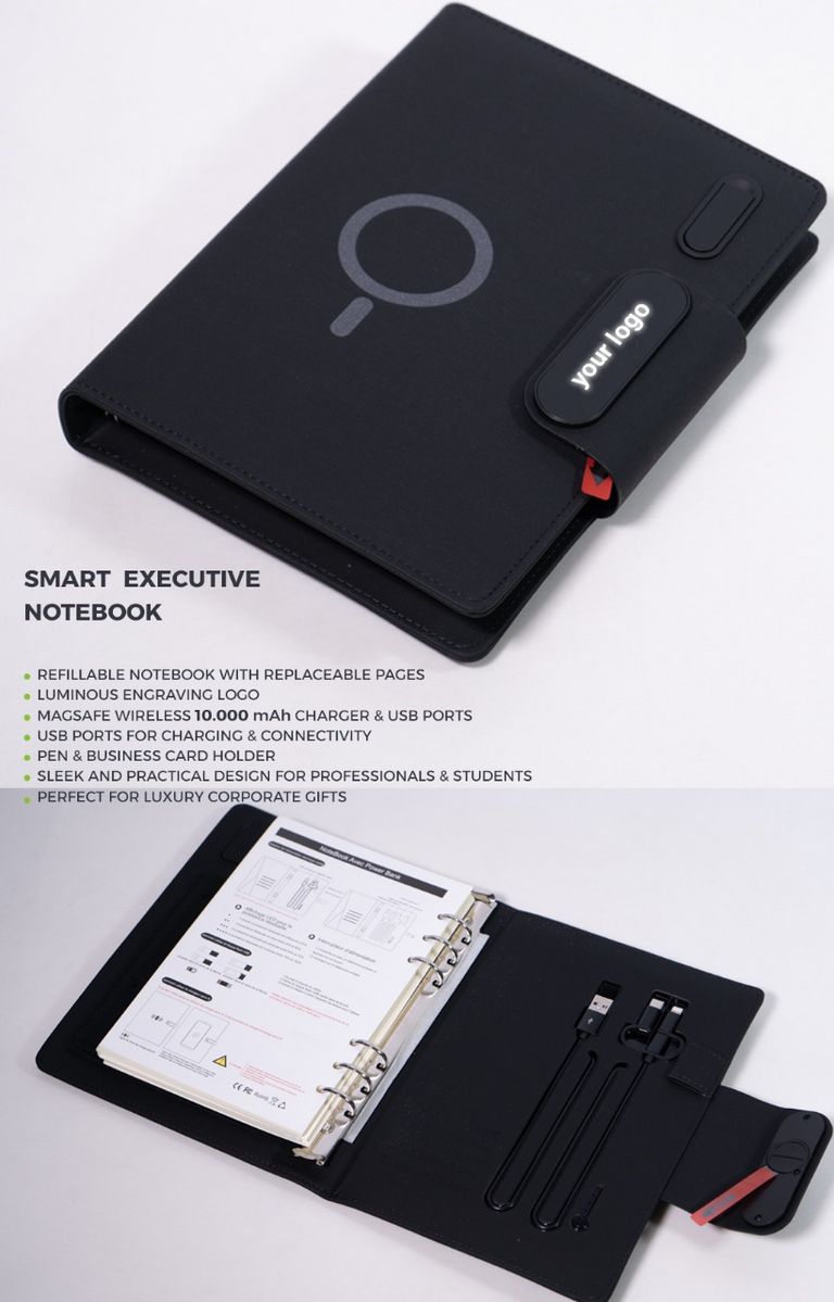 Smart Executive Notebook With Wireless Power Bank