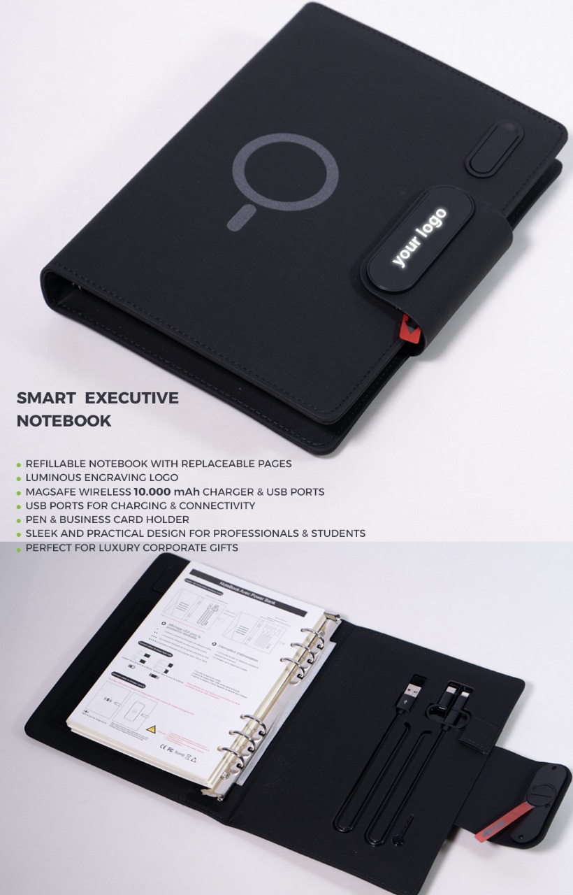 Smart Executive Notebook With Wireless Power Bank