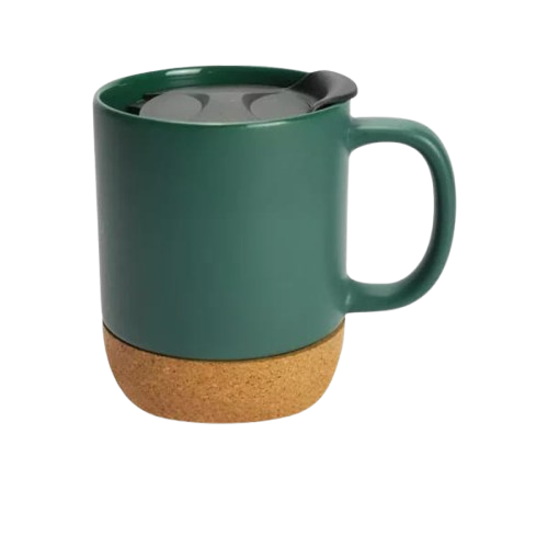 Ceramic Mugs with Lid and Cork Base