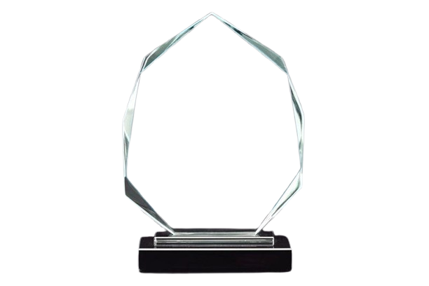 Wide Flame Crystal Awards with Glass base & Box121