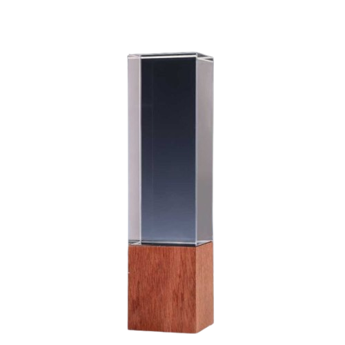 Cuboid Shaped Crystal Awards with Wooden Base