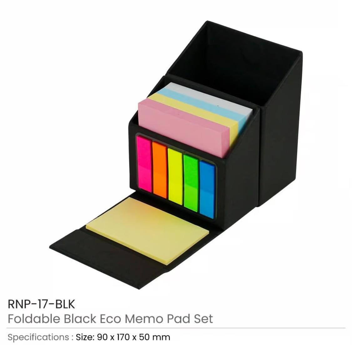 Foldable eco memo pad set with stationery pen holder