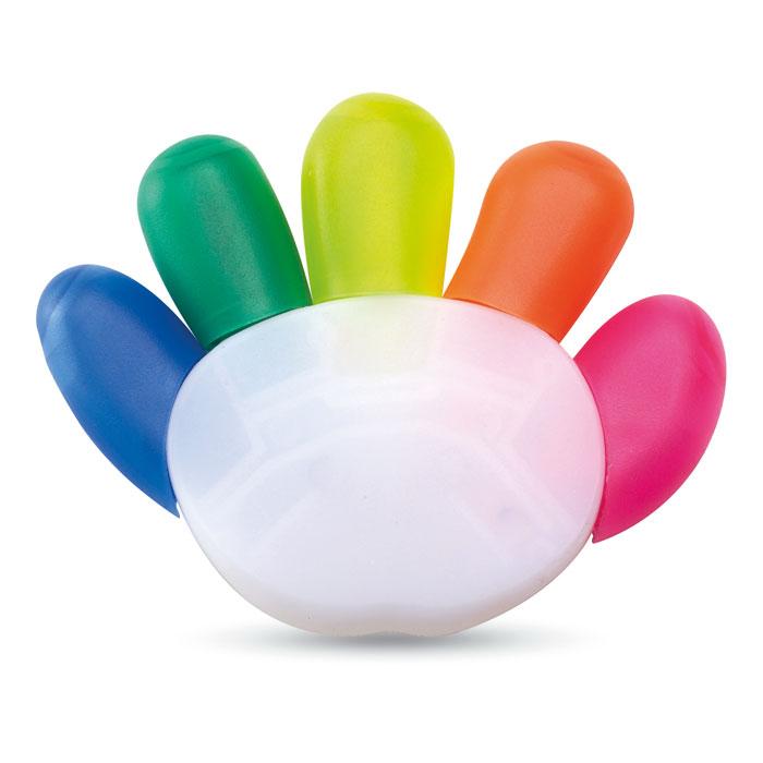 Highlighter Marker Multi-Color Palm Shape Design