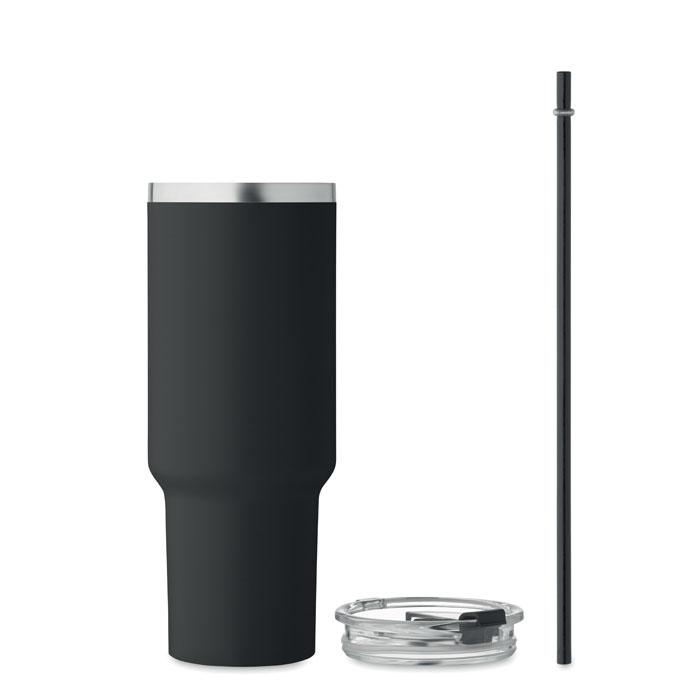Recycled Stainless Steel Tumbler with Reusable Straw – Metal