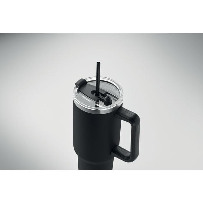 Recycled Stainless Steel Tumbler with Reusable Straw – Metal