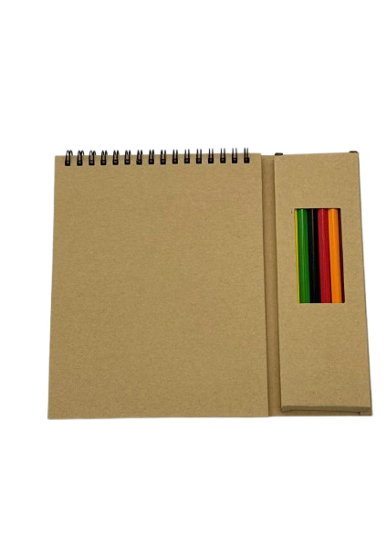 Great pencils and notebook set made of Recycled cardboard