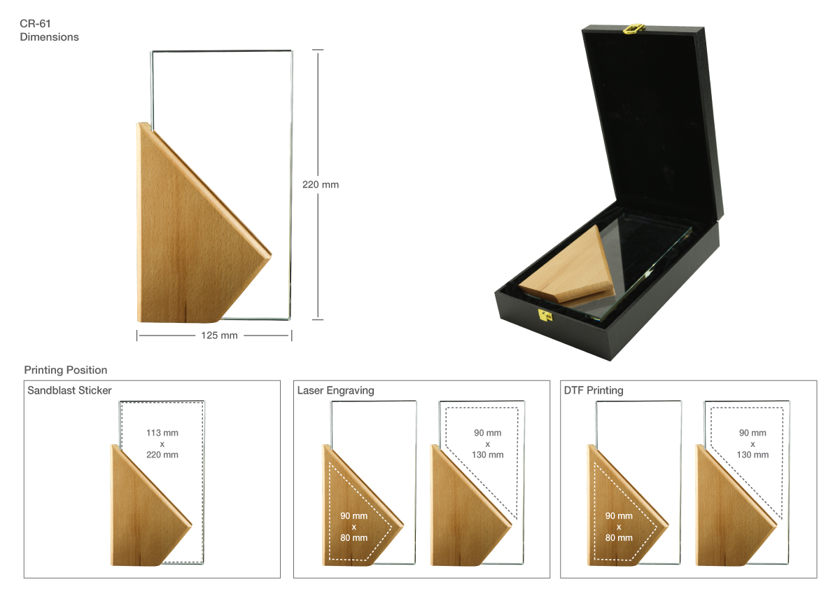 Rectangle Wooden Crystal Awards