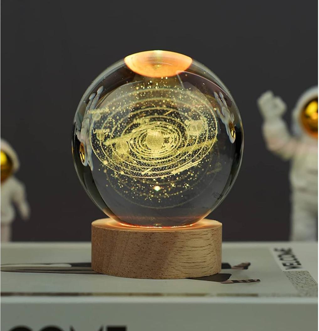 Crystal Ball Night Light Wired Button Switch Round 3D