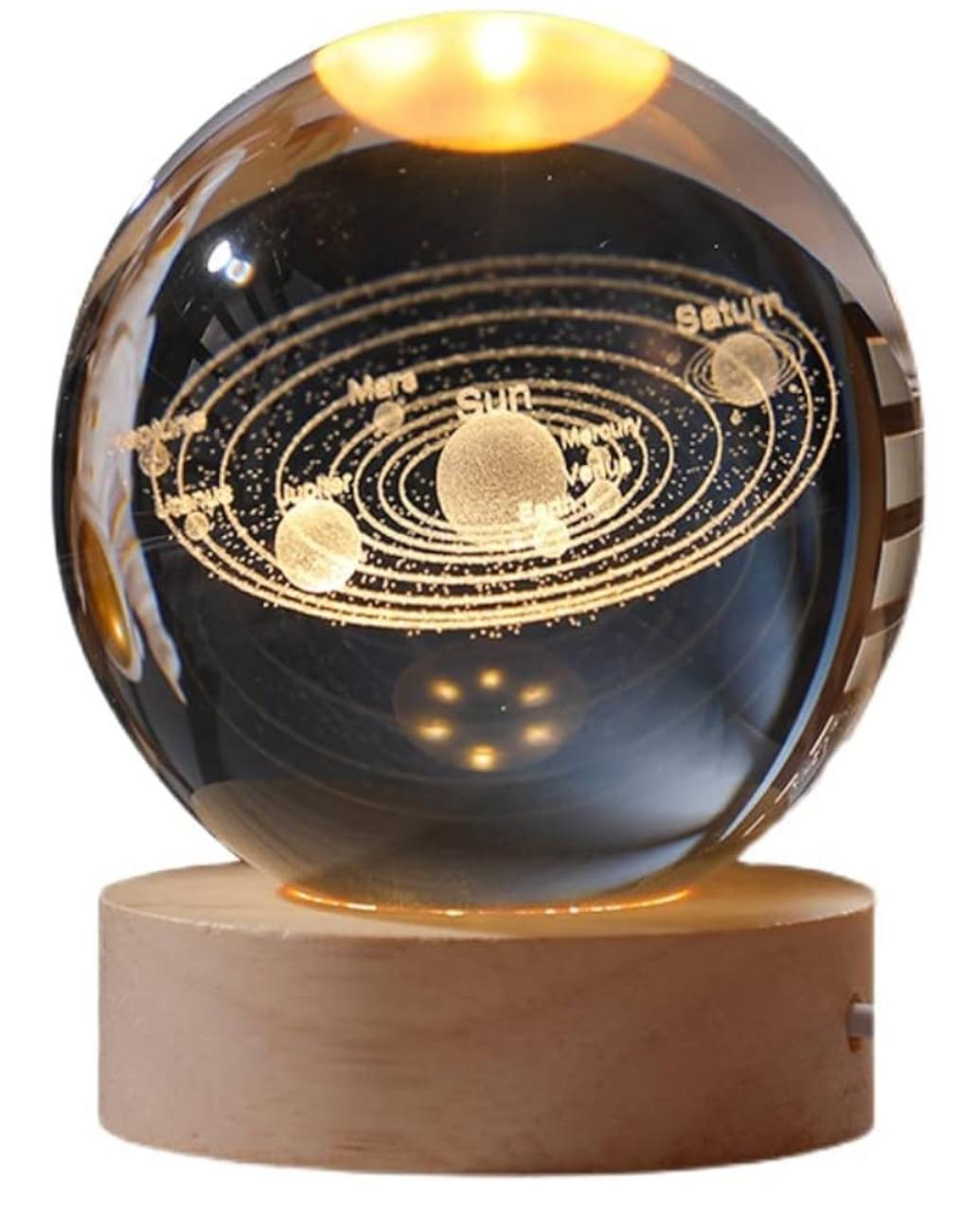 Crystal Ball Night Light Wired Button Switch Round 3D