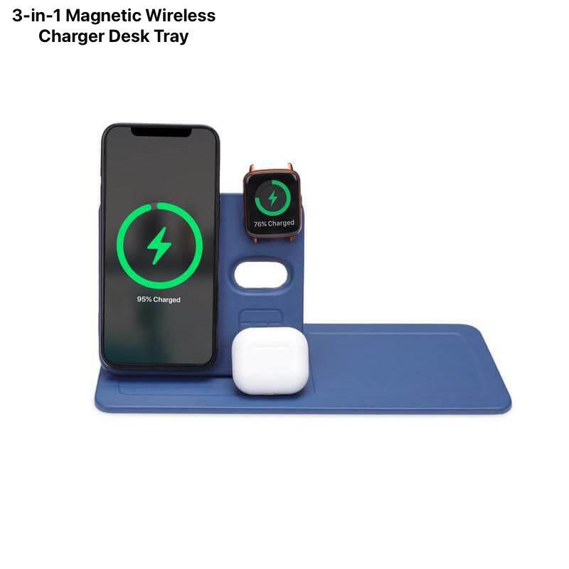 3-in-1 Magnetic Wireless Charger Desk Tray