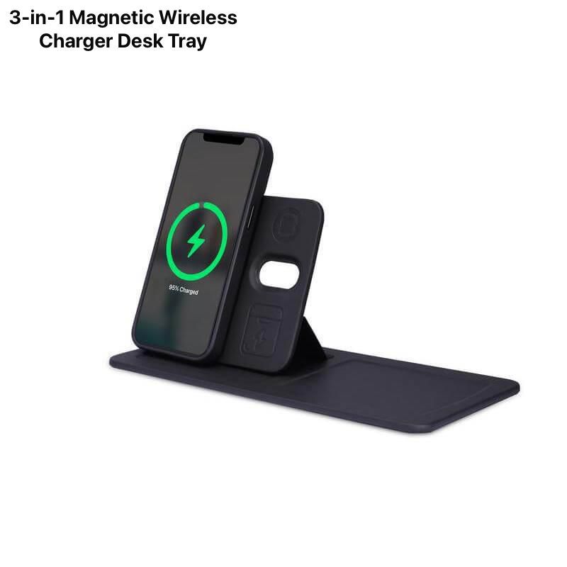 3-in-1 Magnetic Wireless Charger Desk Tray