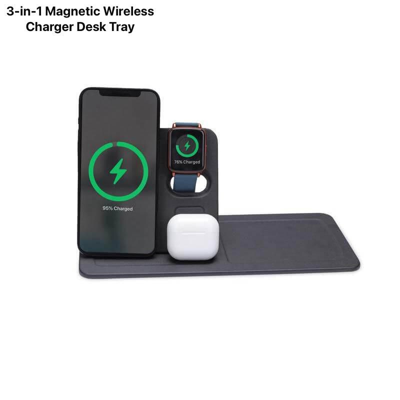 3-in-1 Magnetic Wireless Charger Desk Tray