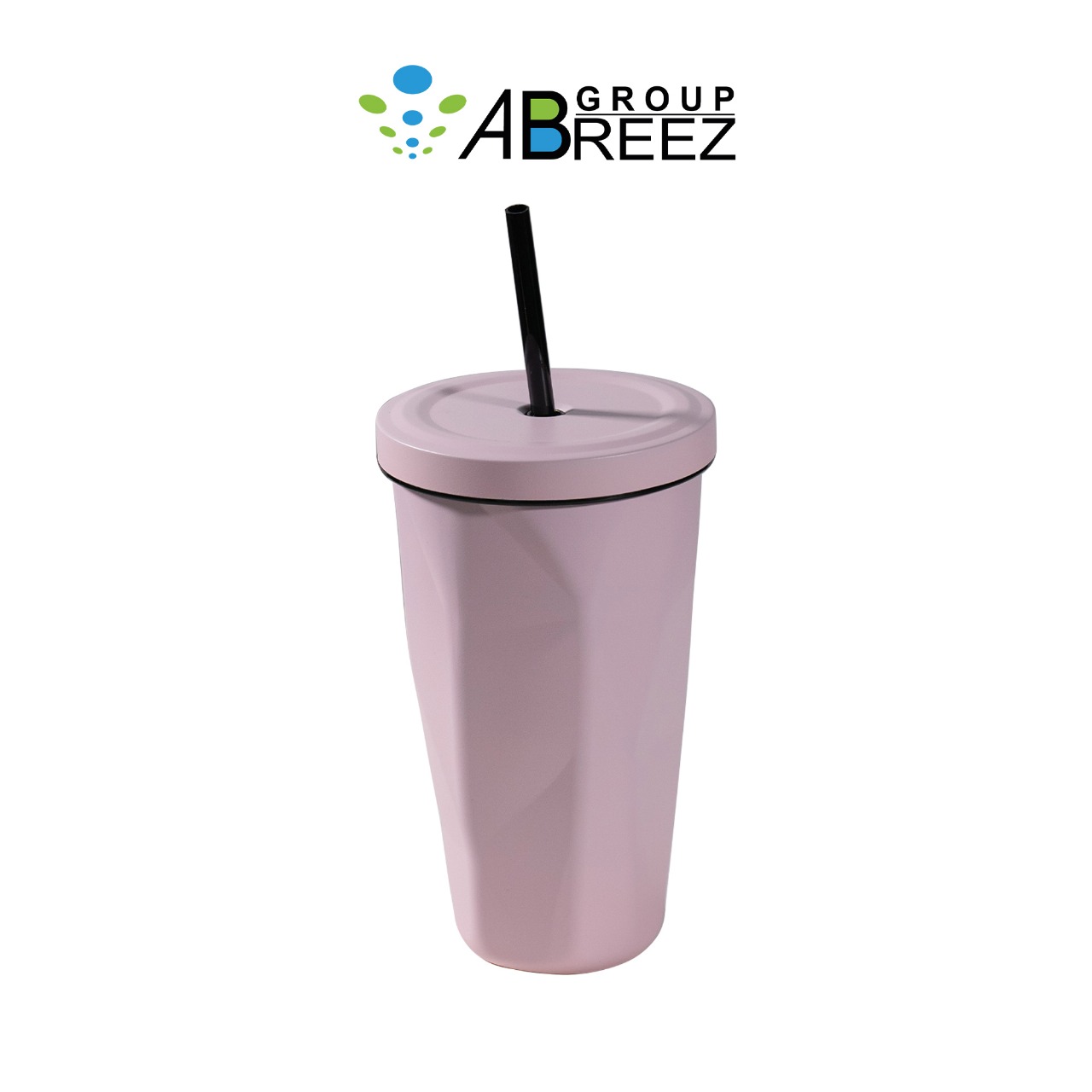 Stainless Steel Coffee Mug with Pink Lid