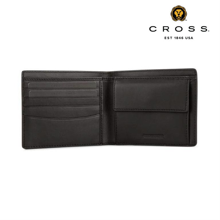 CROSS Saffiano Leather 4CC Bifold Wallet with Coin Pocket