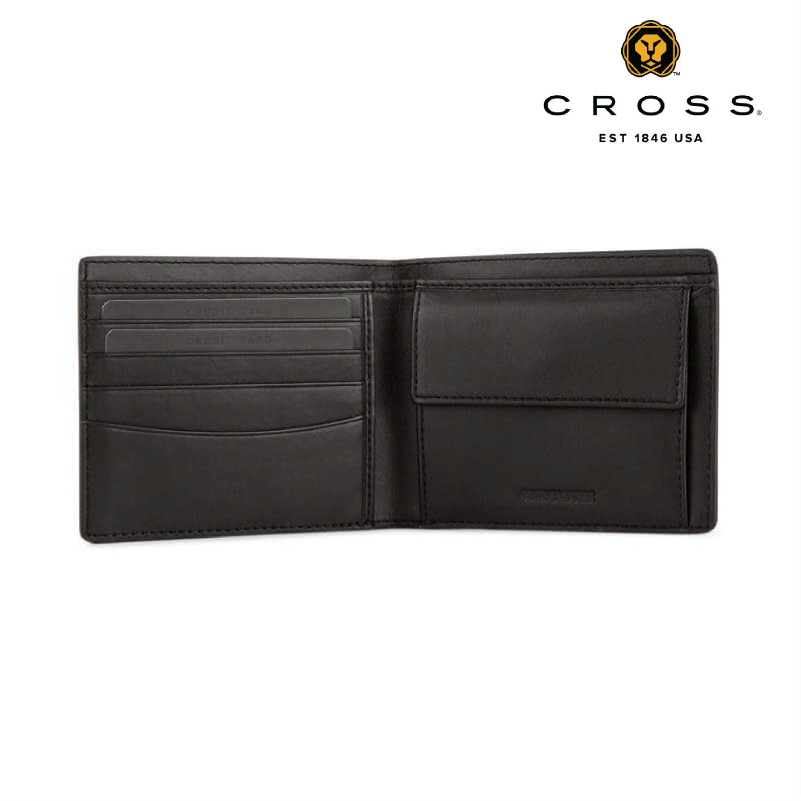 CROSS Saffiano Leather 4CC Bifold Wallet with Coin Pocket