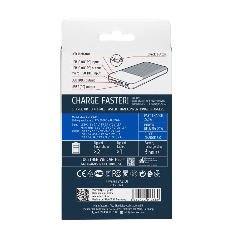 Powerbank Rivacase 10000 mAh – Plastic