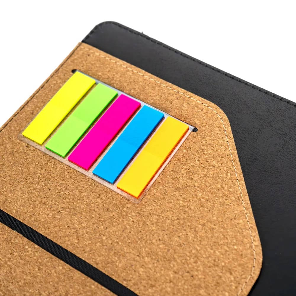 Notepad, Cork Pen & sticky notes, and Elastic band Closure