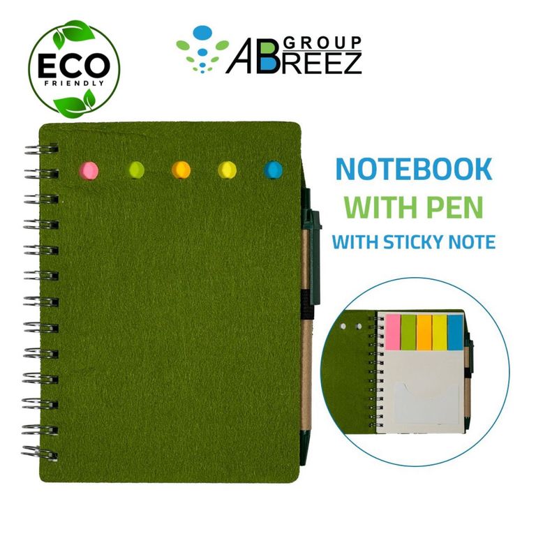 Eco-friendly Notebook Set with a Pen and Sticky Notes