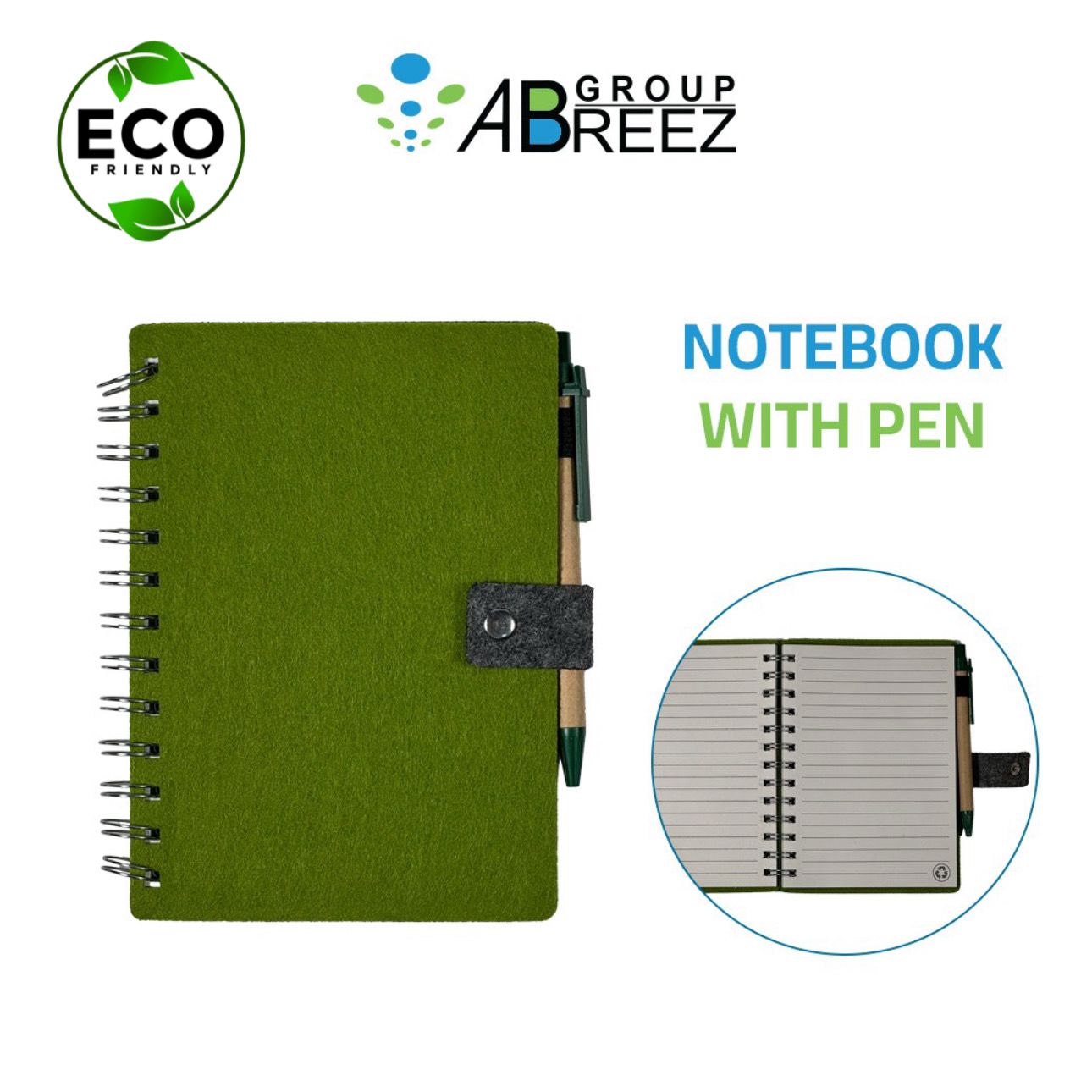 Eco-friendly Notebook Set with a Pen and Sticky Notes