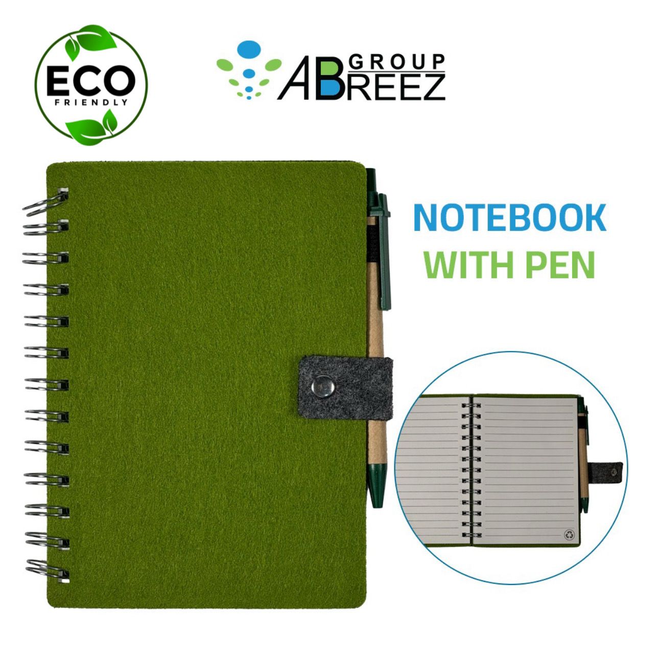 Eco-friendly Notebook Set with a Pen and Sticky Notes