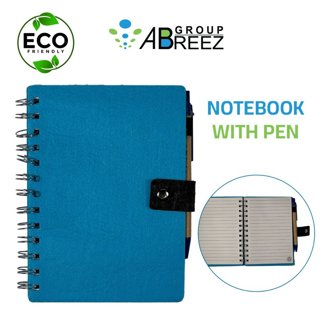 Eco-friendly Notebook Set with a Pen and Sticky Notes