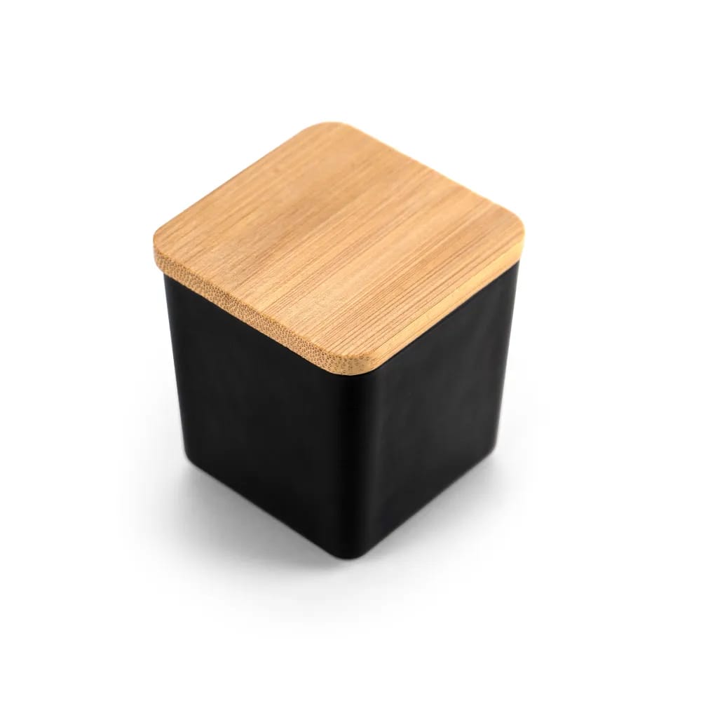 Scented Candle in a Square Glass Bottle with a Bamboo Lid