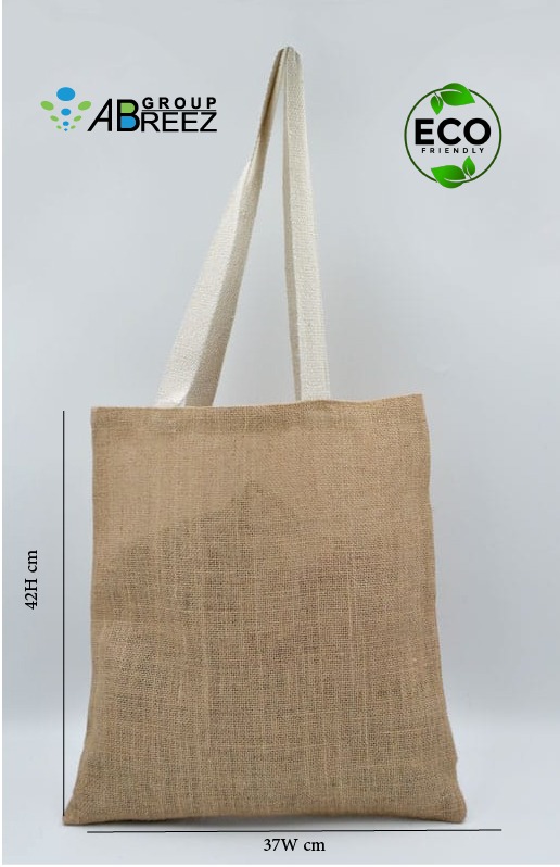 Natural Jute Tote Bag with Cotton Handles