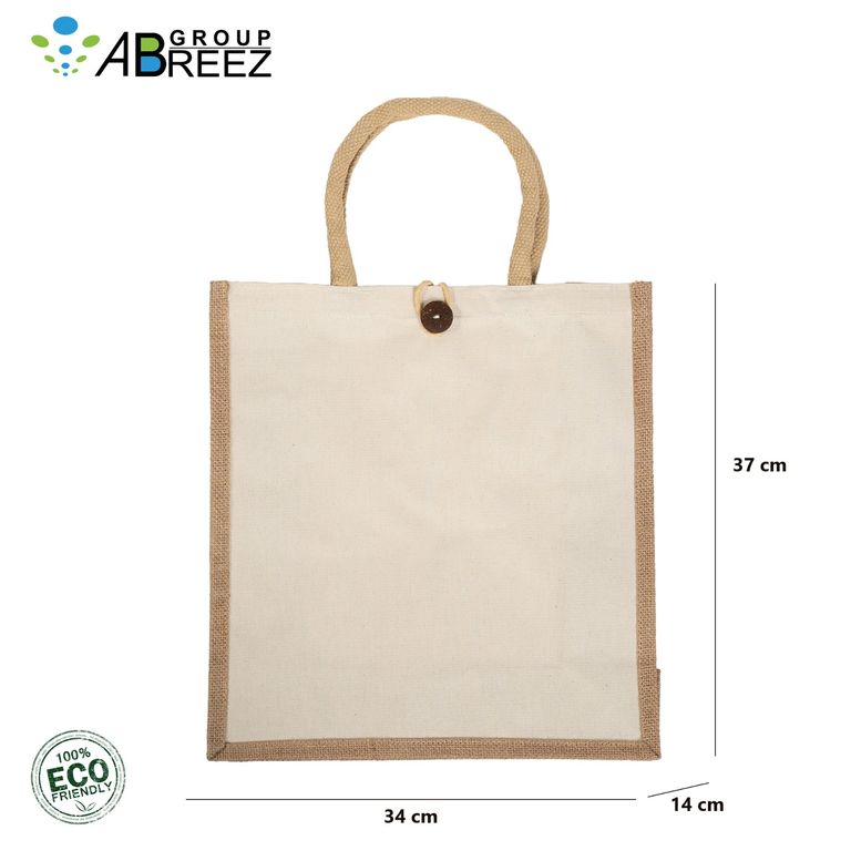 Small Juco Tote Bag with a Button Closure