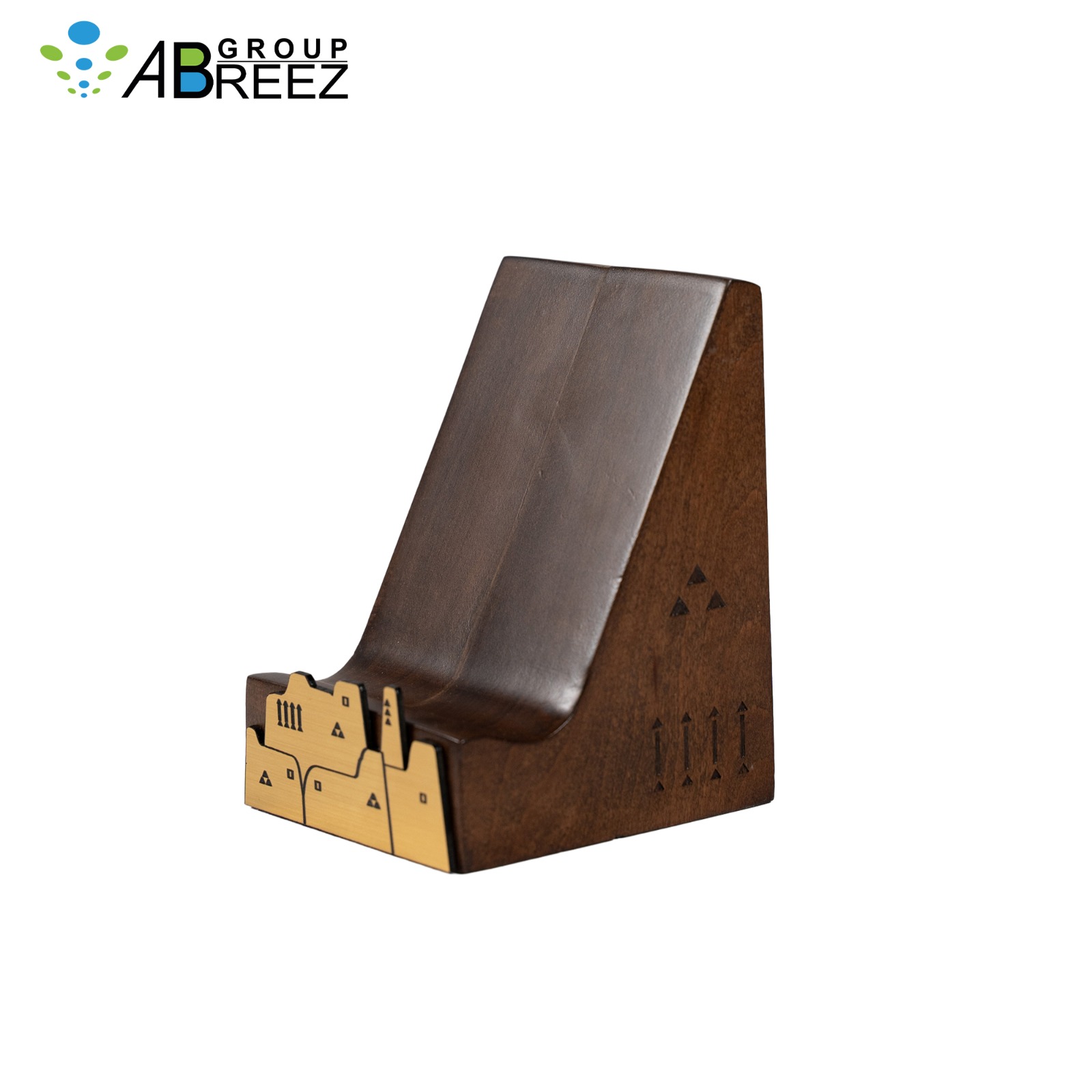 Wooden Desk Organizer or Phone Stand with a Brown Finish