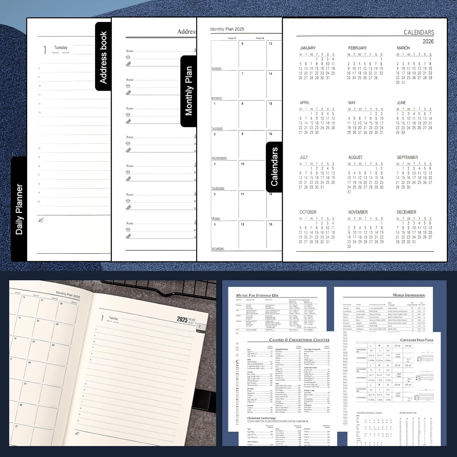 Gray Faux Leather Hardcover 2026 Planner or Diary