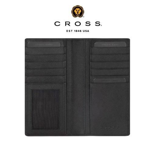 Black Cross leather long wallet with 16 card slots and two