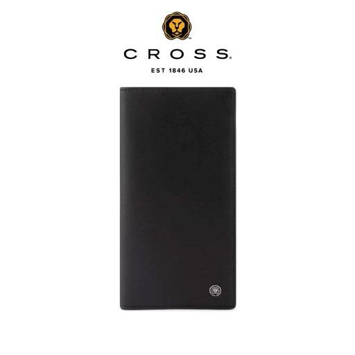 Black Cross leather long wallet with 16 card slots and two
