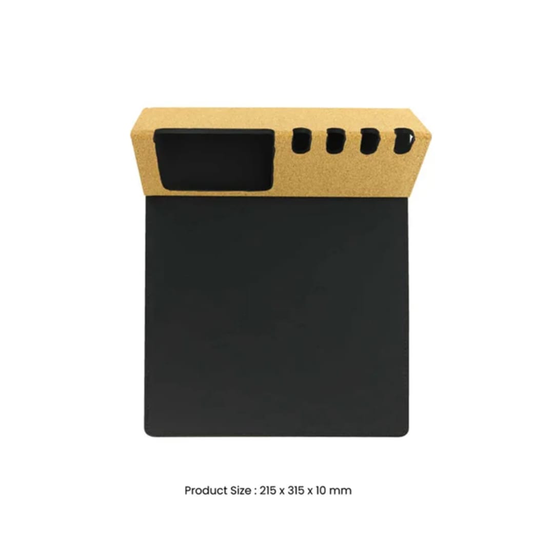 Multi-function foldable cork and PU leather mousepad
