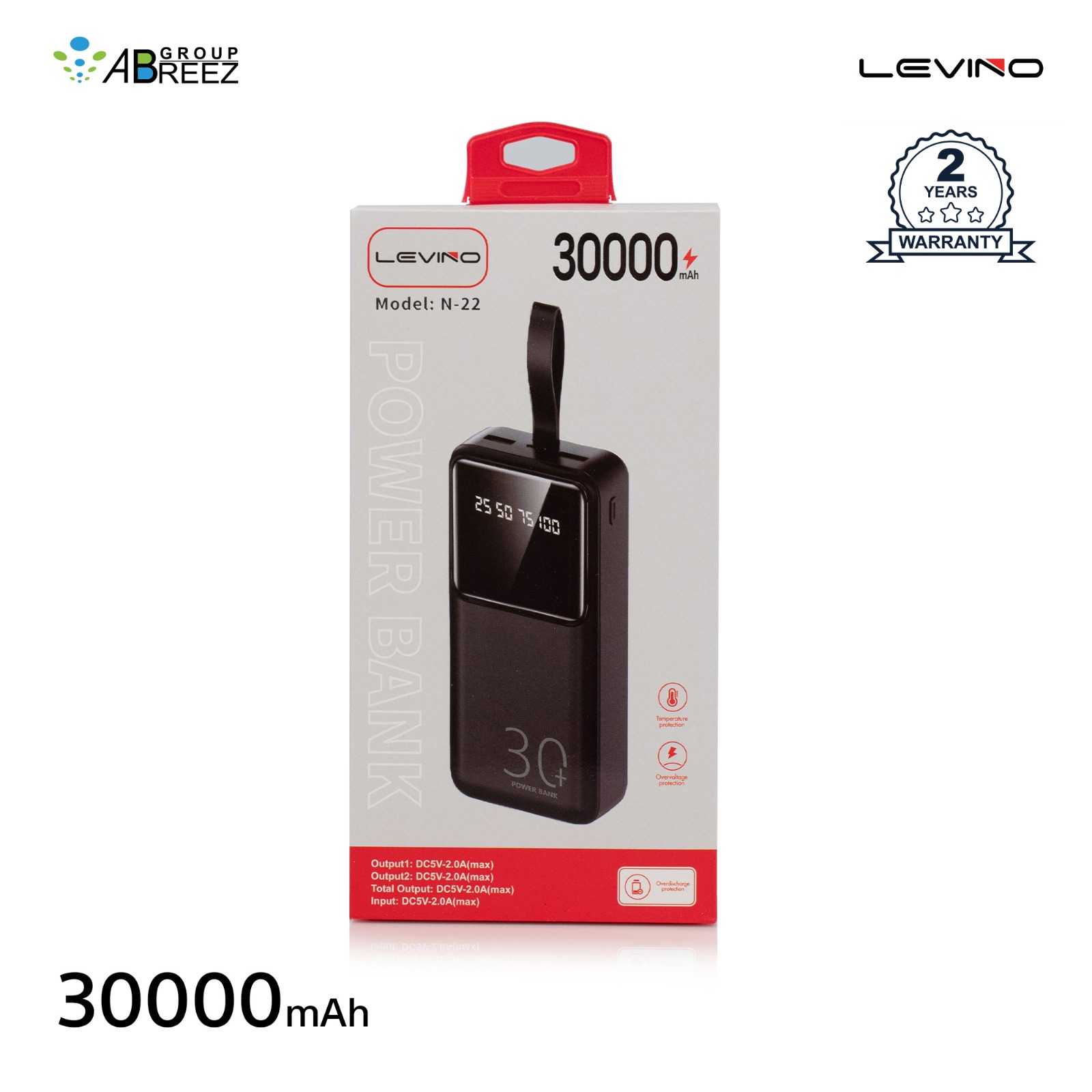 Levino power bank a 30000mAh capacity
