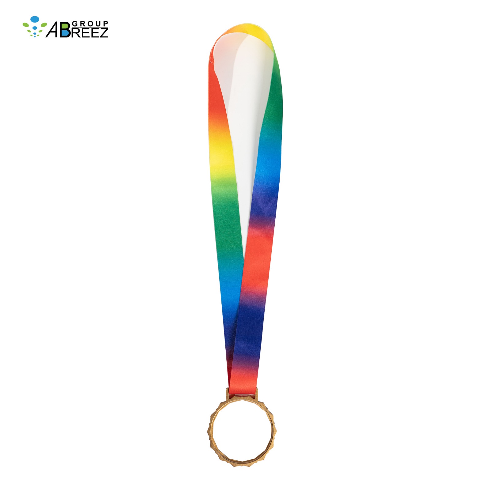 Gold Award Medal with a Red and Blue Ribbon