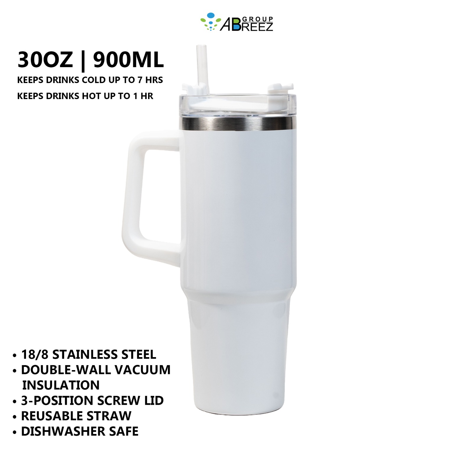 Recycled Stainless Steel Tumbler with Reusable Straw – Metal