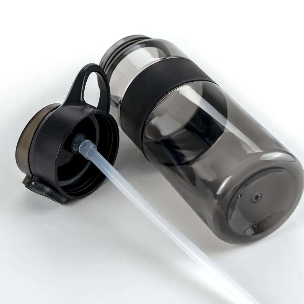 An eco-friendly sports water bottle made from recycled rPET