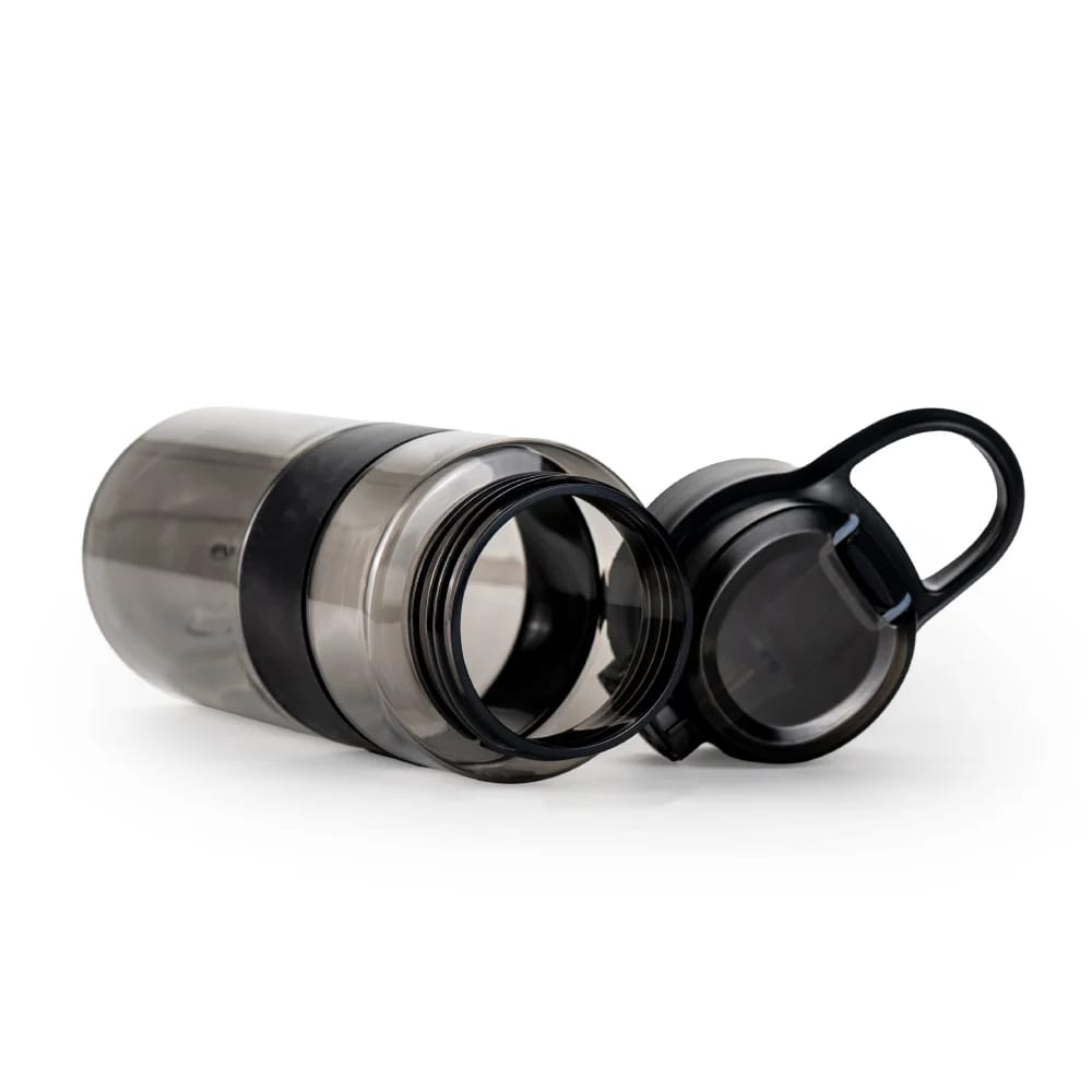 An eco-friendly sports water bottle made from recycled rPET