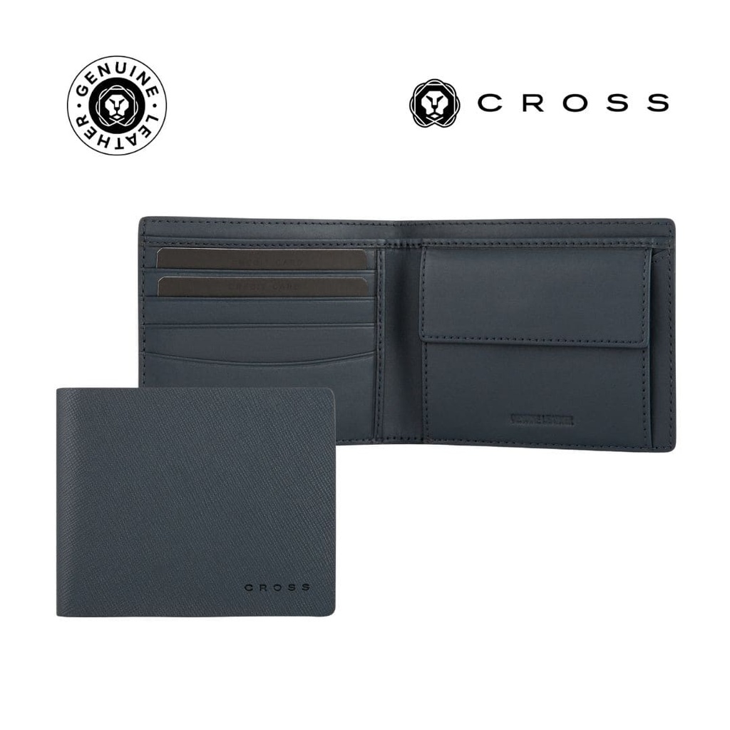CROSS Saffiano Leather 4CC Bifold Wallet with Coin Pocket
