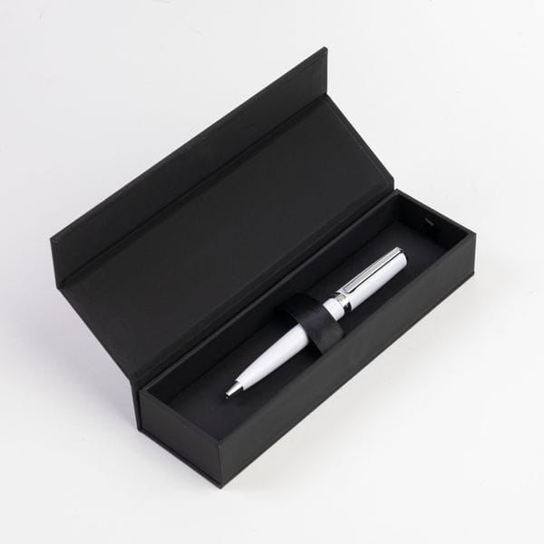Hugo Boss Gear Icon ballpoint pen, featuring a glossy black