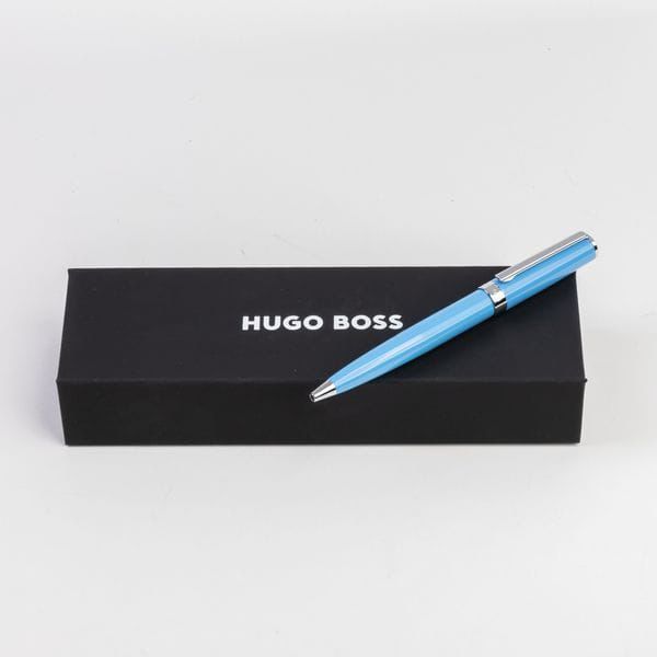 Hugo Boss Gear Icon ballpoint pen, featuring a glossy black