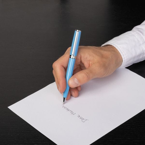 Hugo Boss Gear Icon ballpoint pen, featuring a glossy black