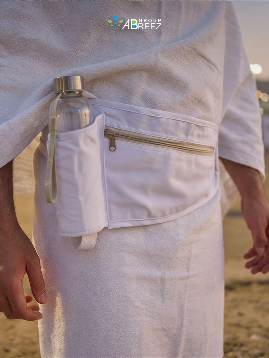 Waist bag with a water bottle holder, designed for use